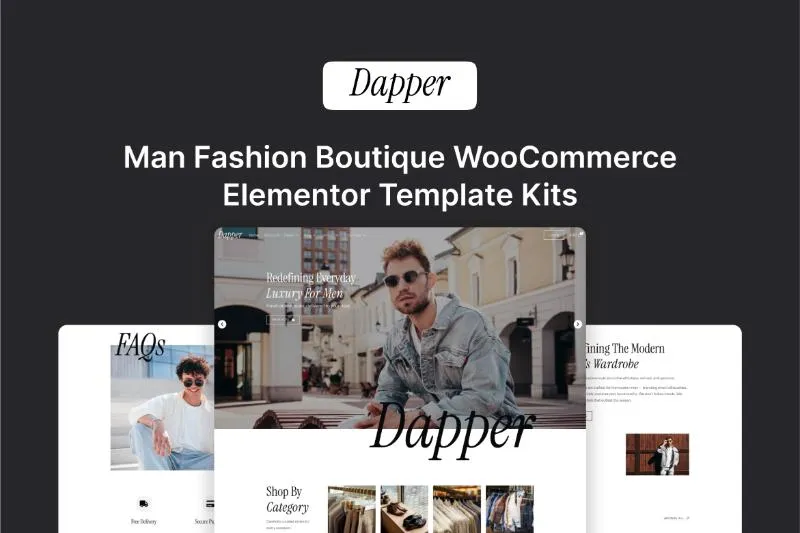 Dapper - Men Fashion Boutique Elementor Template Kit
